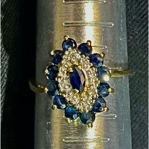14K Gold Sapphire and Diamond Cluster
Vintage Ring
